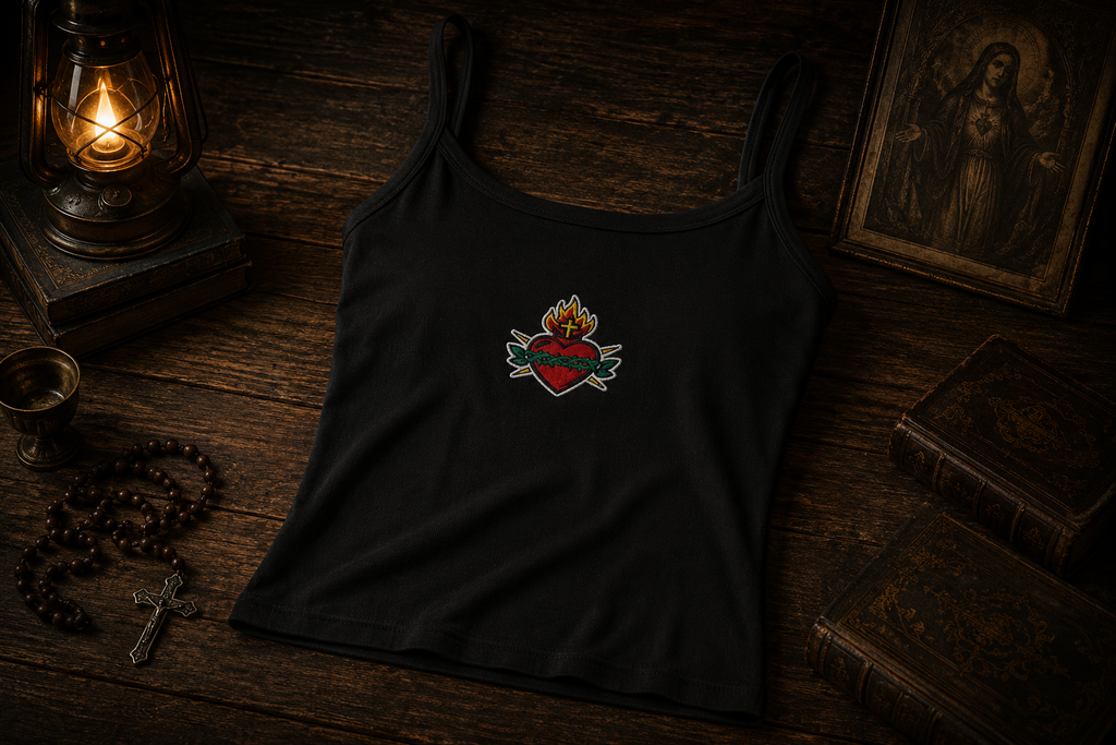 Camiseta " Sagrado corazón" de tirantes de canalé